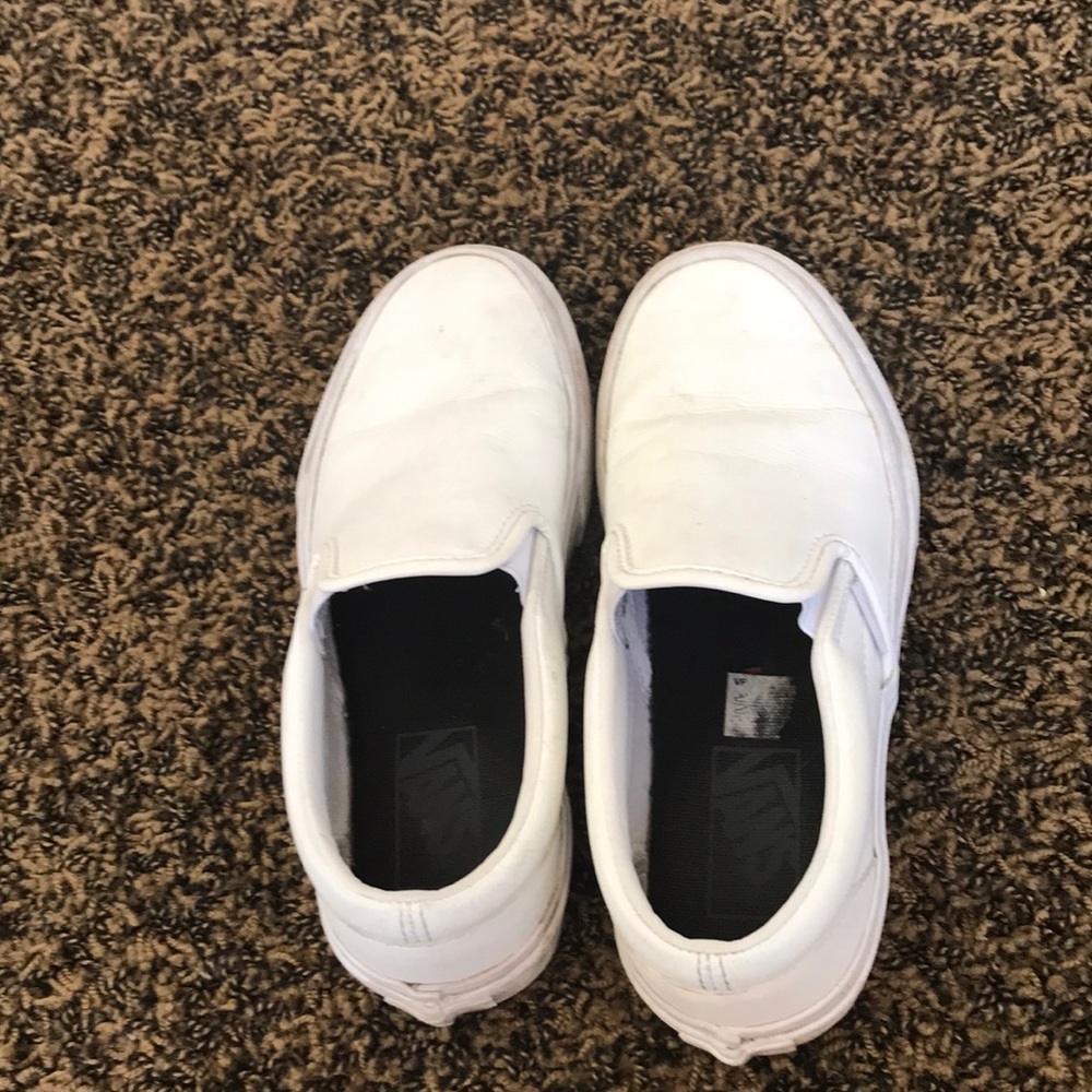 Vans white slip ons